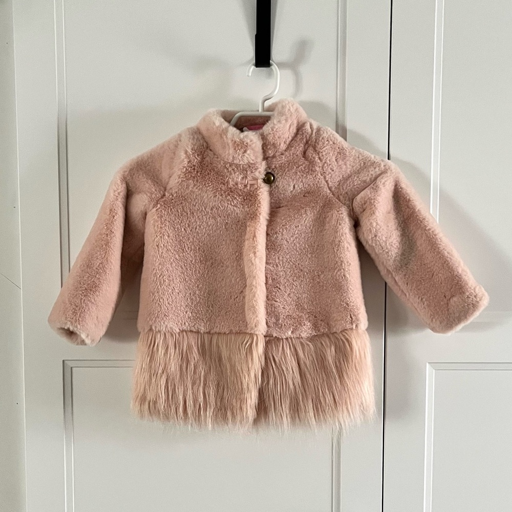 Isaac Mizrahi Pink Faux Fur Kids Coat/Jacket size 3
